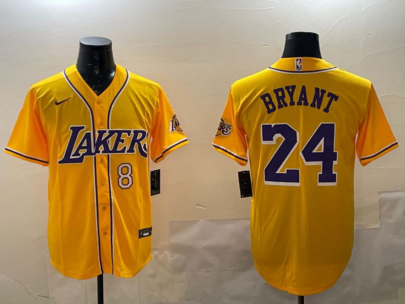 Men Los Angeles Lakers #24 Bryant Yellow Joint Name Nike 2025 NBA Jersey style 3->boston red sox->MLB Jersey